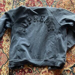 Supreme Black / Charcoal Sweatshirt / Bomber / Cardigan with Bold Lettering